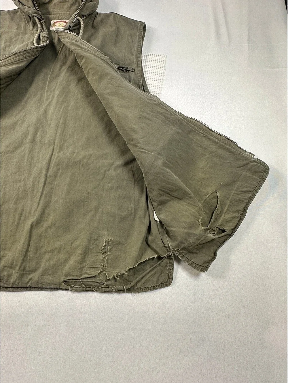 Vtg 80s Banana Republic Mill Valley Cotton Safari Hooded Utility Vest Green L